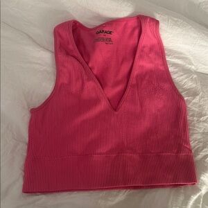 Garage Fuchsia Ribbed V-Neck Tank